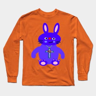 BLUE BUNNY With CHRISTIAN CROSS Long Sleeve T-Shirt